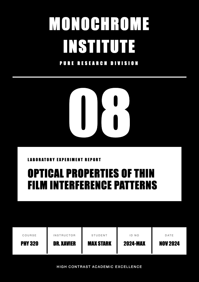 Monochrome stark lab report cover page